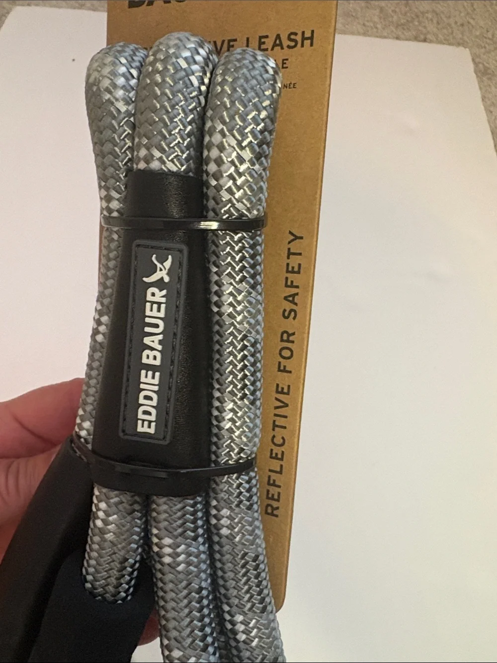 Eddie Bauer Black and Gray Reflective Leash with Padded Comfort Handle